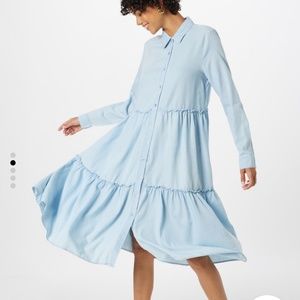 ONLY light blue tier midi shirt dress XXS